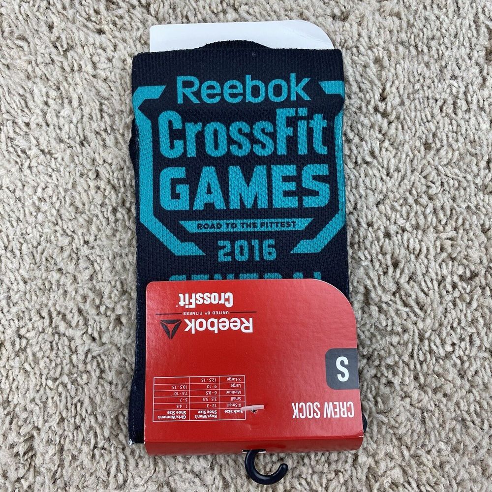 Reebok Crossfit Games Crew Socks Men S (3.5-5.5)Black Teal 2016 Central Regional